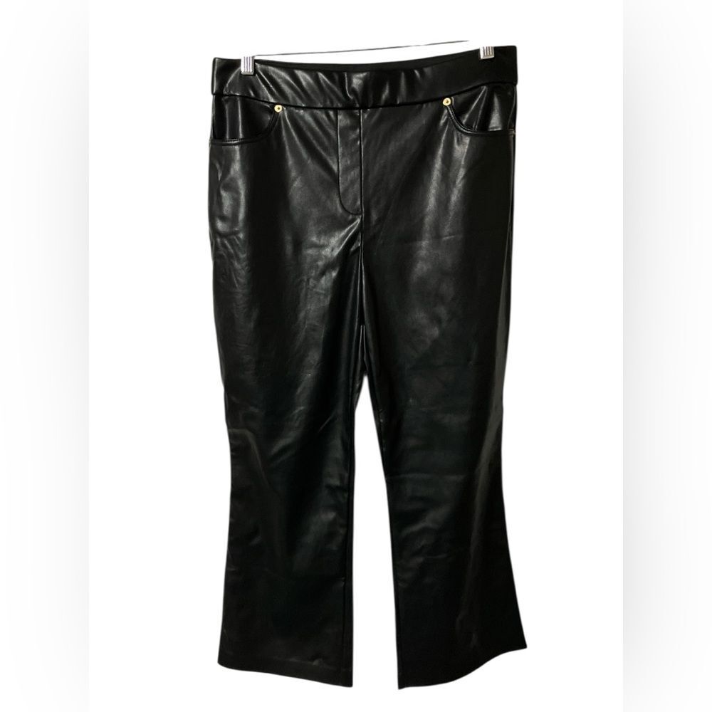 Michael Kors Faux Leather Pants Size L Black Boot Cut
